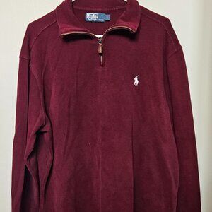 Mens Polo Ralph Lauren Quarter Zip Sweater Ribbed Knit Pony Logo Pullover